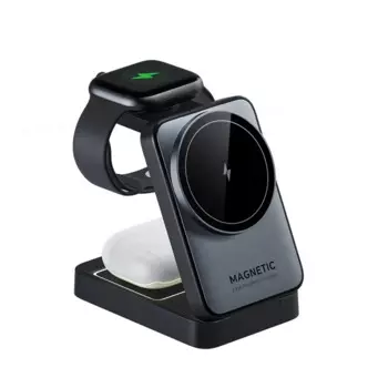 Беспроводное зарядное устройство Qi 3 в 1, магнитная Складная подставка для Apple Watch Airpods, для Iphone 15 14 13 Pro Max, с ночным освещением