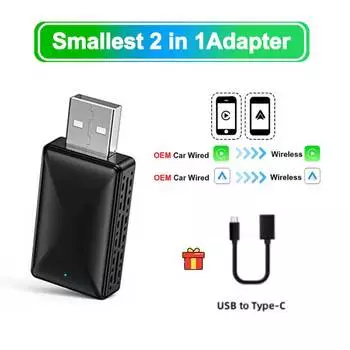 Беспроводной адаптер Carplay 2 в 1, автомобильный умный ключ Android, стандартный Wi-Fi для iphone, телефона Android для VW, Volvo, Benz, Mg, Kia, Chery