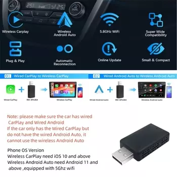 Беспроводной адаптер Carplay Android Auto 2 в 1 Smart Dongle 2024 5G WIFI для iphone Android Телефон для Volvo Benz Mg Kia Chery VW