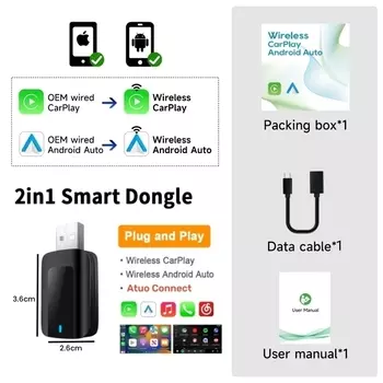 Беспроводной адаптер CarPlay Android Auto 2in1 Smart Dongle Play & Plug для Renault Twingo Duster Espace Talisman Talisman Estate