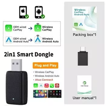 Беспроводной адаптер Carplay XUDA Android Auto Wireless Smart Dongle 2in1 для Suzuki Swift Vitara S-Cross Carry Jimny Sport