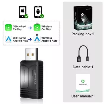 Беспроводной Android-адаптер HEYINCAR 2025 года, беспроводной смарт-ключ Carplay 2 в 1 для Toyota Kia Hyundai VW Mazda Volvo Benz MG