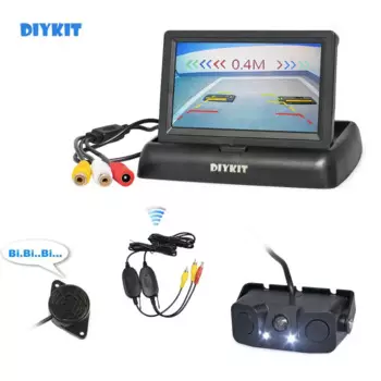 Беспроводной автомобильный комплект камеры заднего вида DIYKIT 4,3 дюйма, резервный автомобильный монитор, парковочный радар, датчик, 2 в 1, автомобильная камера, система парковки