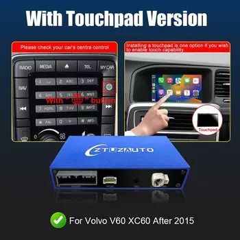 Беспроводной CarPlay для Volvo XC60 V60 после 2015 года, 7-дюймовый OEM-экран, Android Auto, интерфейс, зеркальная связь, функция AirPlay Ai Box