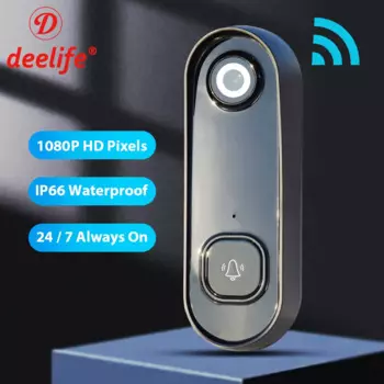 Беспроводной дверной звонок Deelife, умный водонепроницаемый дверной звонок с Wi-Fi и камерой для дома