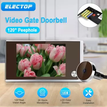 Беспроводной дверной звонок ELECTOP с ЖК-дисплеем 3,5 дюйма, 120 °