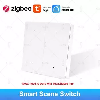 Беспроводной интеллектуальный переключатель сцен Tuya Zigbee, 4 клавиши, 12 режимов, домашнее автоматическое освещение, кнопка сцены, контроллер, работает со шлюзом ZigBee