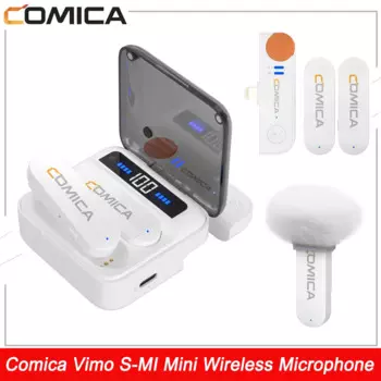 Беспроводной петличный микрофон Comica Vimo S-MI 2,4G, двухканальный мини-микрофон с отворотом, передатчик и приемник, микрофон для аудио и видео
