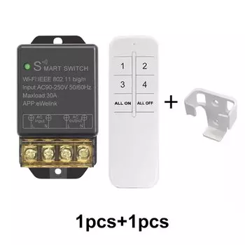 Беспроводной пульт дистанционного управления EWelink Smart WiFi Relay Smart Switch AC220V 110V 30A WirelessRemote Control 1 Way Alexa Googole