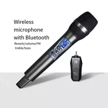 Беспроводной ручной динамический микрофон для караоке Uhf, Bluetooth-приемник, профессиональный домашний ревербератор, высокие и низкие басы