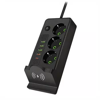 Беспроводной сетевой удлинитель AYANJIN 3 розетки 2500 Вт с 4 USB и Type-C