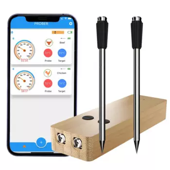 Беспроводной термометр для мяса, водонепроницаемый зонд, Bluetooth-термометр для еды, поддержка приложения, удаленный мониторинг в реальном времени для выпечки барбекю