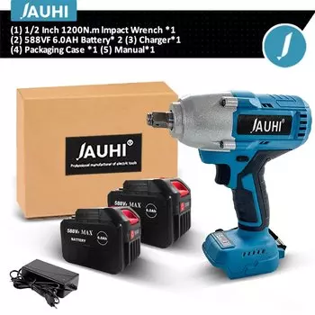 Беспроводной ударный гайковерт JUAHI 1800 Нм синего цвета