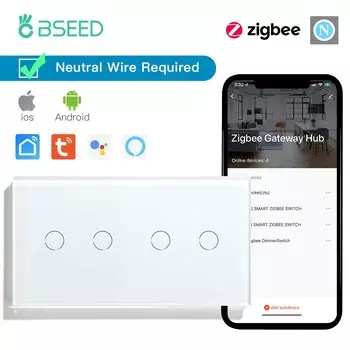 Беспроводной умный выключатель BSEED Zigbee 1/2/3 клавиши