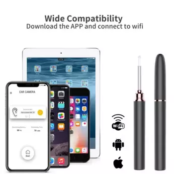 Беспроводной Wi-Fi-эндоскоп для чистки ушей, ложка для камеры, устройство для извлечения ушей, воска, визуальный отоскоп для ушей, рта, носа для Android и iOS