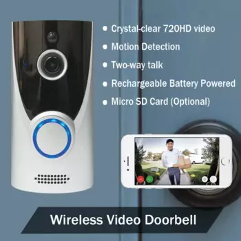 Беспроводной Wi-Fi дверной звонок, двусторонний домофон, 720P, широкий угол обзора 160 градусов