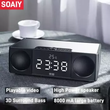 Беспроводной видеоплеер, 8800 мАч, Bluetooth-колонка, домашний кинотеатр, звуковая шкатулка, музыкальная система с AUX, USB, TF, часами, дисплеем, FM-радио S99