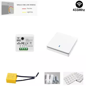 Умный выключатель, 433 МГц, без нейтрального пульта дистанционного управления, релейный минимодуль приемника 220 В 110 В и беспроводной настенный выключатель для светодиодной лампы