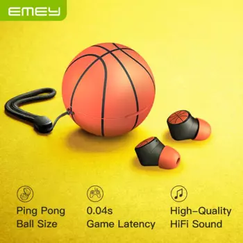 Беспроводные наушники EMEY, Bluetooth-наушники с шумоподавлением, Спортивная игровая гарнитура с микрофоном и кнопкой управления, баскетбольный баскетбол, Бали, цвет IPX6