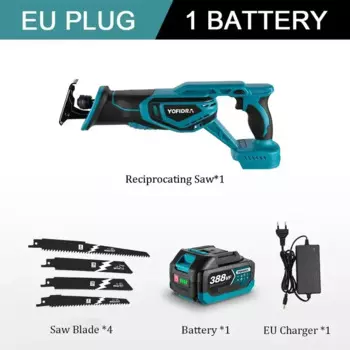 Бесщеточная сабельная пила 18 В, электрическая пила, дерево, металл, ПВХ, трубы, резка материалов с 4 пильными полотнами для батареи 18 В