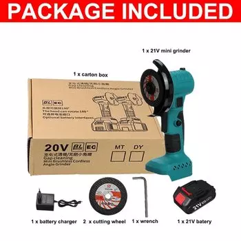 Бесщеточная угловая шлифовальная машина Makita 21В синяя