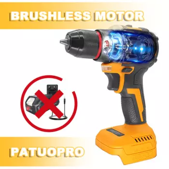 Бесщёточная дрель PT-CLUB 3/8", для аккумулятора Makita 18В