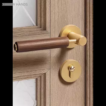 Бесшумный дверной замок из цинкового сплава с деревянной ручкой