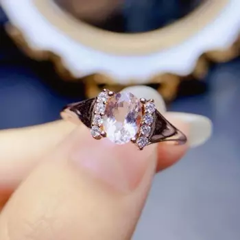Бестселлер ZECAA морганит ювелирные изделия женское кольцо с морганитом с натуральным морганитом драгоценный камень 5*7 мм женское ювелирное кольцо с морганитом