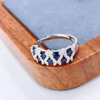 Бестселлер ZECAA синий сапфир ювелирные изделия женское кольцо с сапфиром с натуральным сапфировым камнем 3*3 мм женское кольцо с сапфиром ювелирные изделия