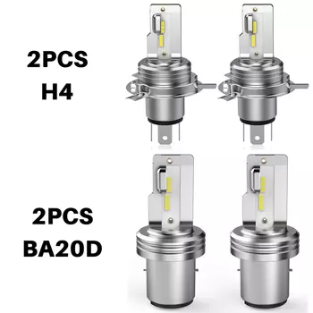 BEVINSEE 1 шт. / 2 шт. H4 HS1 LED Moto Ampoule BA20D LED 12V Светодиодная лампа для мотоциклетных фар AC / DC неполярность 6000K