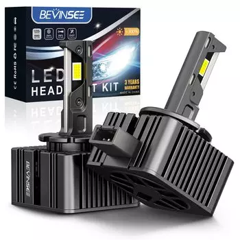 BEVINSEE 2x D1S LED Puissant CANBUS Лампы для фар HID Xenon Замена D3S D2S D5S D1R D2R D3R 80W 8000LM 6000K 12V Plug&Play