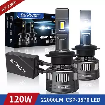 BEVINSEE V45 H7 LED CANBUS H4 H11 H1 120 Вт 22000 лм высокомощные лампы 9005 HB3 9006 HB4 H8 H9 9012 светодиодные фары для автомобиля LED 12 В
