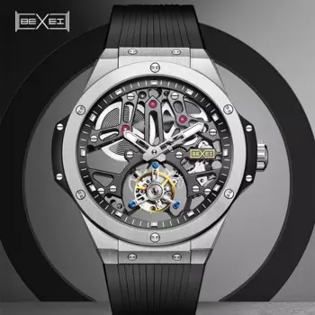 BEXEI 9123 механические наручные часы с ручным турбийоном и скелетоном из синтетического сапфира для мужчин, роскошные водонепроницаемые часы с резервуаром 72H