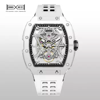 BEXEI автоматические механические наручные часы из материала TR90, прозрачные часы для мужчин, часы со скелетом, светящиеся водонепроницаемые часы 9130