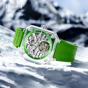 BEXEI K9 Кристалл скелет синтетический сапфир ручной механический механизм 9112 часы с турбийоном Роскошные водонепроницаемые часы 80 часов