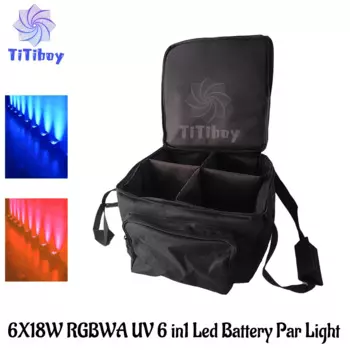 Без налога, 1 шт., сумка для свадебного освещения на батарейках, 6x18 Вт, RGBWAUV, светодиодный беспроводной DMX, Wi-Fi, пульт дистанционного управления, Dj Par Sound Party