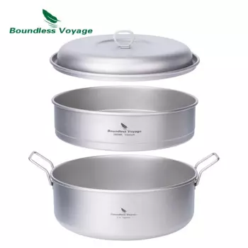 Безграничный Voyage 2.2L титановый горшок и 2L отпариватель для улицы с крышкой, суповый горшок, кухонная посуда для кемпинга с складной ручкой
