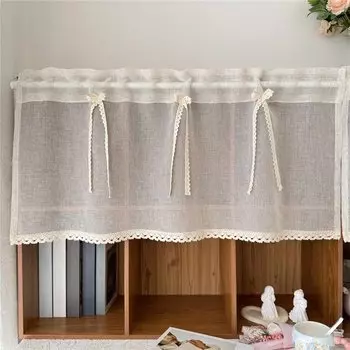 Бежевые короткие просвечивающие шторы Tiyana