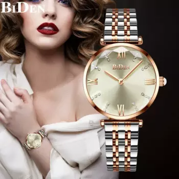 BIDEN модные часы со льдом для женщин из нержавеющей стали розового золота простые водонепроницаемые женские часы роскошные кварцевые элегантные часы