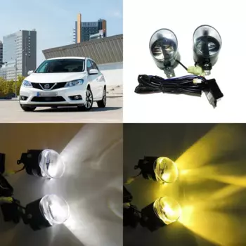 Бифокальная противотуманная фара для Nissan Pulsar 2014-2018, дневные ходовые огни, дальний свет 6000K + Ближний свет 4300K