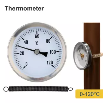 Биметаллический трубчатый термометр, диапазон температуры 0-120 ° C с крепежным пружинным вентилятором Аксессуары для камина Kominkowy