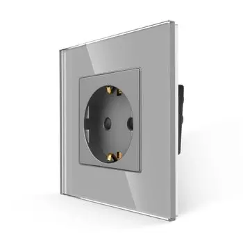 Bingoelec 16А белая черная настенная розетка со стеклянной панелью