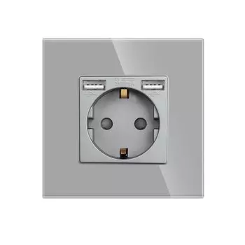 Bingoelec электрическая розетка с USB серого цвета