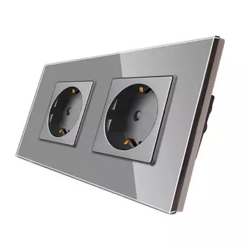 Bingoelec Розетка с выключателем серый стекло