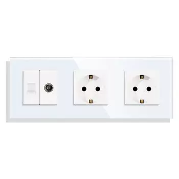 Bingoelec Розеток с выключателем хрустальные стеклянные белые