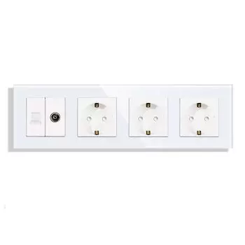 Bingoelec тройная настенная розетка хрустальная стеклянная белая/черная