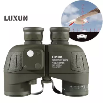 Бинокль 10x50 HD, водонепроницаемый, с компасом, для морской охоты