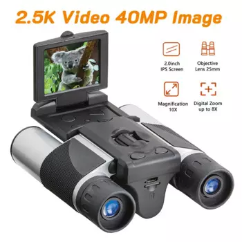 Бинокль с цифровой камерой 2,5K 40MP с 2,0-дюймовым ЖК-экраном 8-кратный зум Телескоп для записи видео и фото для кемпинга на открытом воздухе Bird Watchi