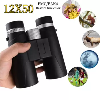 Бинокль с HD зумом 12X50, водонепроницаемый IPX4, широкоугольный бинокль BAK4 для наблюдения за птицами, охоты, кемпинга, Трева