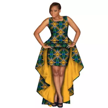 Bintarealwax Африканский восковой принт, комплект из 2 предметов, длинный женский топ и юбка Bazin Riche, одежда больших размеров, костюмы на заказ WY1600